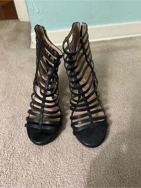 Strappy Cage High Heel Sandals - Black